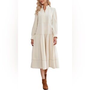 Cream Long Sleeve Dress